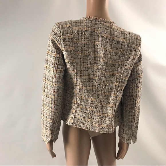 Loft Womens Tweed Blazer Size 2P Tweed Open Front - Picture 3 of 6
